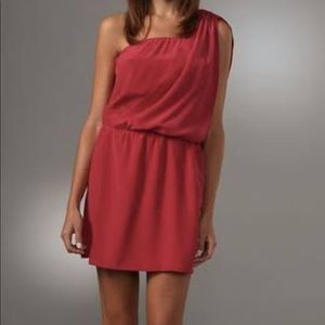 Michelle Mason - red one shoulder dress